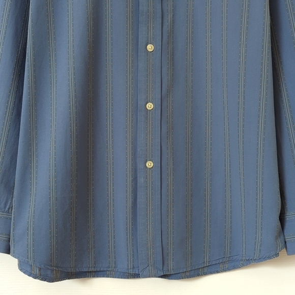 Lucky Brand Retro Woven Striped Point Collar Long Sleeve Button Down Shirt Blue - Picture 7 of 11